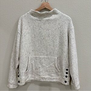 Madewell Donegal Speckled White Sweater with Button Detail